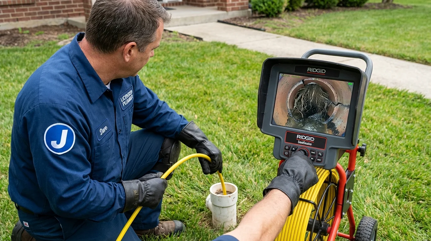 Sewer camera inspection being performed by Johns Plumbing LLC in Bloomington